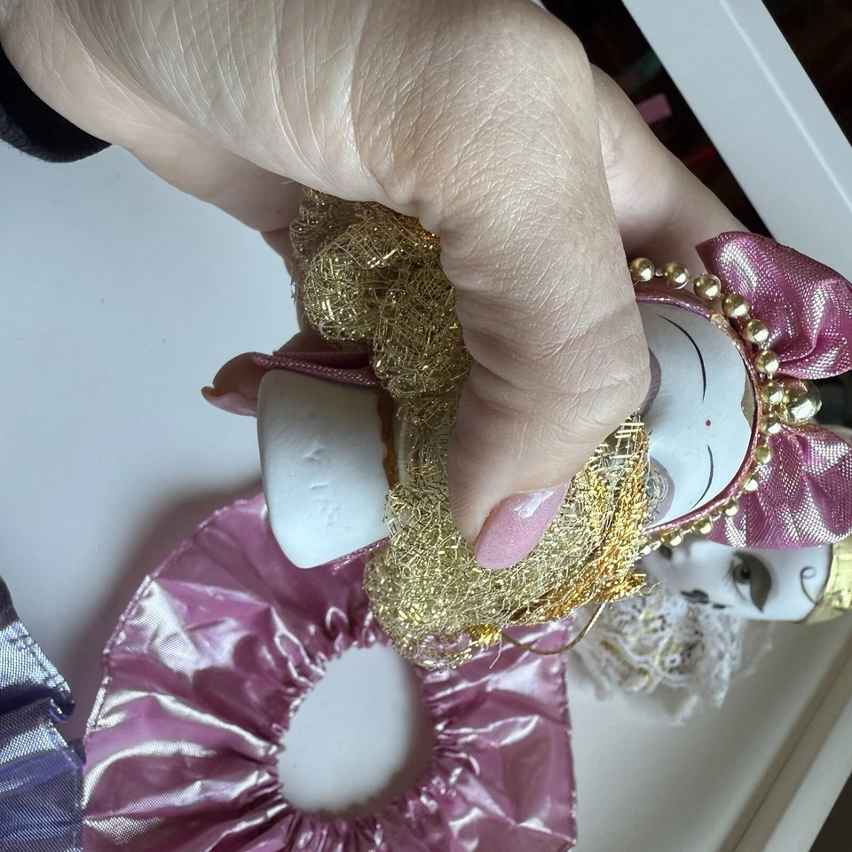 Ceramic Clown Jester Fan Style Ruff Venetian Style Decor Mask Mardi Gras - Image 2 of 4