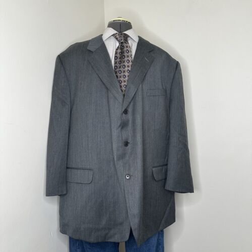 VTG Versini Mens Sport Coat Blazer Suit Jacket 52R 56" Gray 3 Button Wool