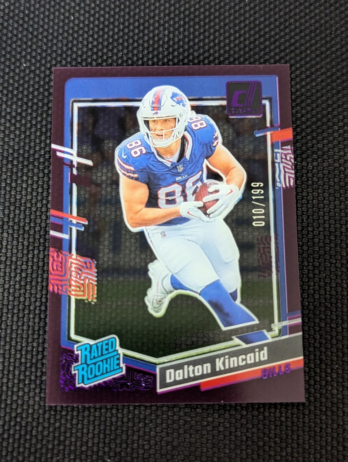 2023 Panini Clearly Donruss Rated Rookie Dalton Kincaid Purple /199 #57