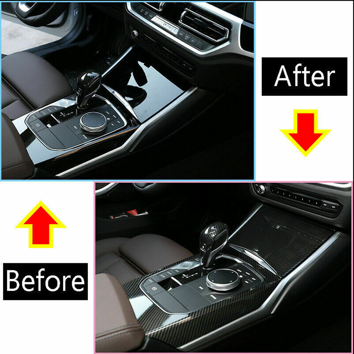 3pcs Carbon Fiber ABS Dash Interior Trim Set For BMW 330i 430i - Foto 2
