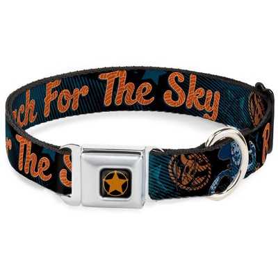 Dog Collar Seatbelt Buckle Woody Reach For The Sky Denim Blue Print 18 to 32 ...