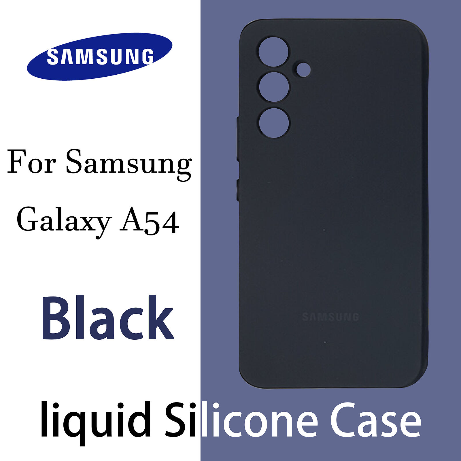 Image of Samsung Galaxy A54 Black Soft Shockproof Original Liquid Silicone Phone Case DE