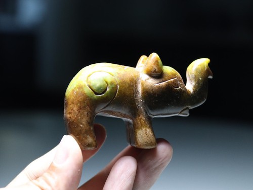 China Folk Dynasty Ancient Old Jade Stone Elephant God Statue Amulet Pendant B70 - Picture 3 of 11
