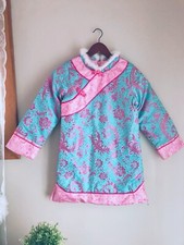 Traditional Chinese girls' Thick winter dress Qipao blue