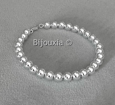 Bracelet Ancien Perles Maille Argent Massif 925 - Style Perlé - Occasion
