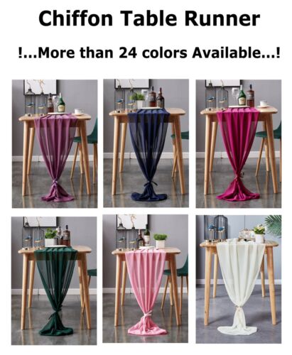 10Ft Chiffon Table Runners for Wedding Banquet Decor (27 X 120 Inch) - FREE SHIP - Afbeelding 1 van 34