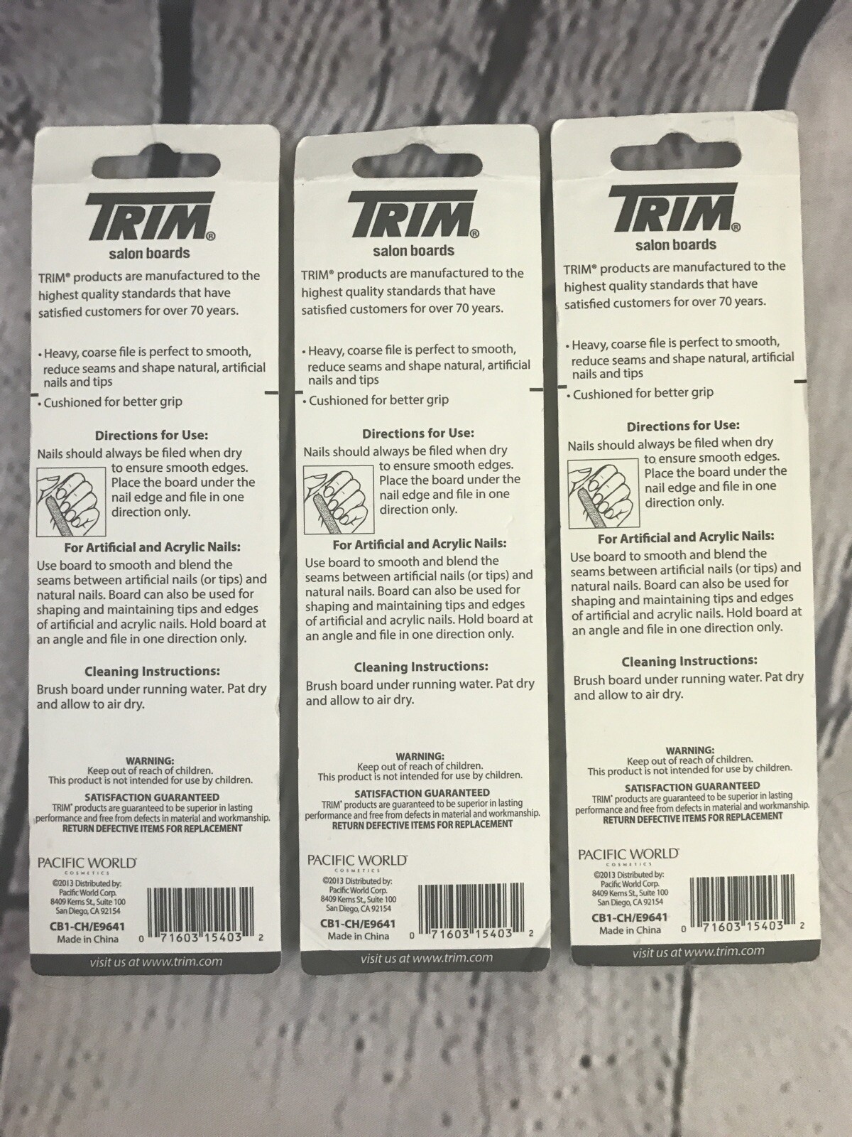 Lot Of 3 - Trim Salon Emery Boards, 2 Per Pack, Professional Quality Nail Care