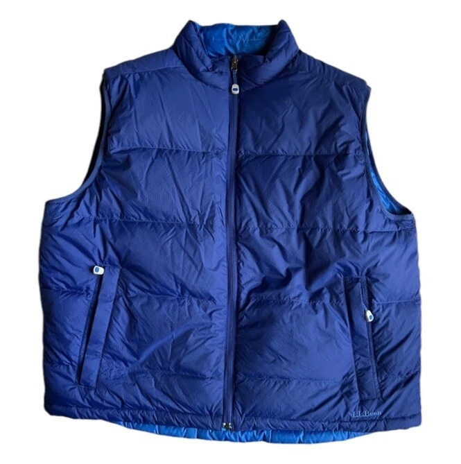 L.L. Bean Men’s XL Reversible Goose Down Puffer Vest Gorpcore Cabincore Blue