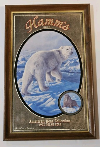 1993 Hamm's Beer Polar Bear American Bear Collection Mirror Sign Picture