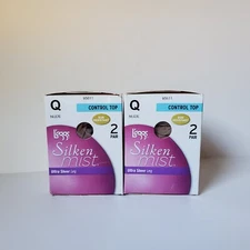 4 Pair L'eggs Silken Mist Pantyhose Size Q Ultra Sheer Leg Run Resistant Nude