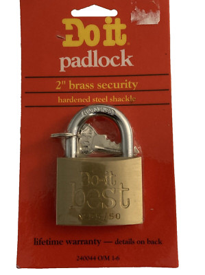 Do it Best No. 55/50 Padlock  2  Brass Security hardened steel shackle with keys