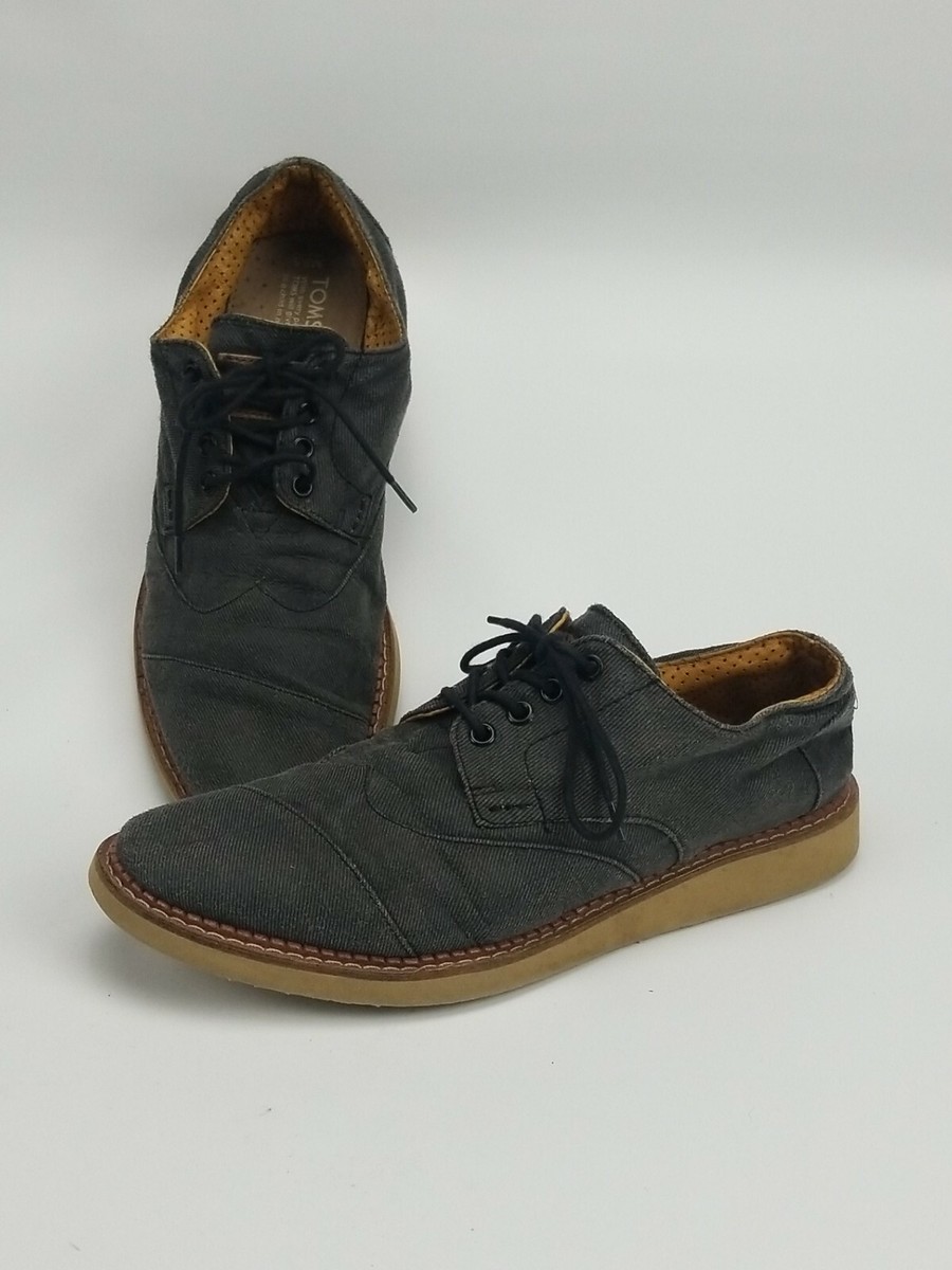 TOMS 140914 Mens Gray Canvas Derby Oxfords Wingtip Cap Toe  display picture 2