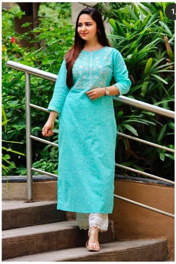 Women Kurta Dress Embroidered Kurties Cotton kurta pant set festive kurti pant