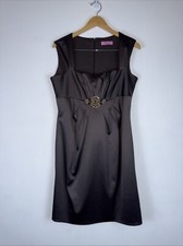 Eliza J Women’s Brown Satin Beaded/ Rhinestones Accents Formal Sleeveless Dress