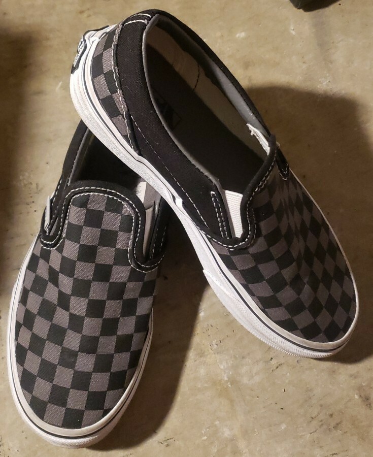 Vans Checkerboard Slip-On Loafers for Big Kids in Black Pewter Size 2.5-image