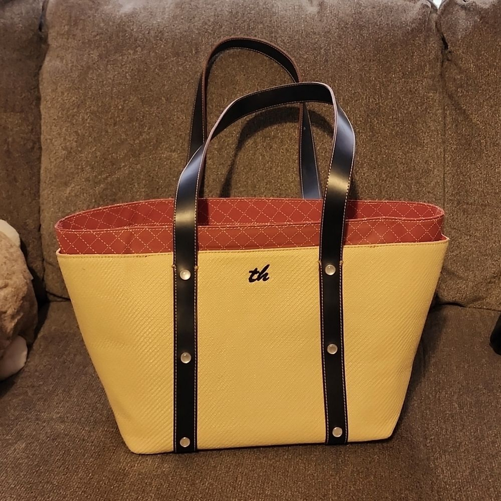 Tommy Hilfiger Straw Tote Bag 10"×14"×7" thumbnail 2