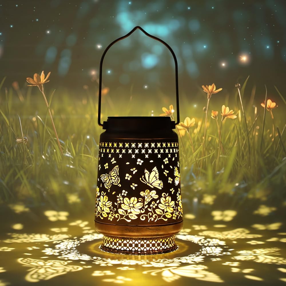 Butterfly Solar Lanterns Outdoor Waterproof Hanging Solar Lights Butterfly Me...