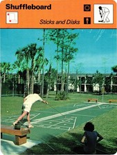 SHUFFLEBOARD Sticks and Disks Sport Game Photo 1979 SPORTSCASTER CARD #46-19A