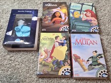 Moonlite Storybook Projector and 4 Disks, Moana, Mulan, Snow White, Lil Mermaid