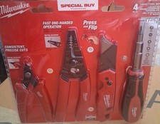 MILWAUKEE 4pc ELECTRICIAN'S HAND TOOL SET WIRE STRIPPER CUTTER SCREWDRIVER KNIFE