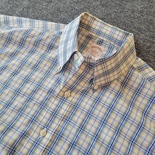 Brooks Brothers Shirt Men's Large Blue Plaid Non Iron Supima Cotton Button Down