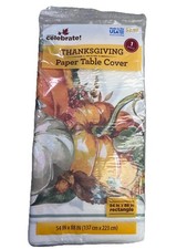 AUTUMN THANKSGIVING TABLECLOTH TABLE COVER PAPER 54X88 PUMPKIN HARVEST NEW