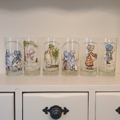 Vintage HOLLY HOBBIE American Greetings GLASSES Lot of 6