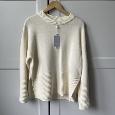 Brandneu mit Etikett Raey Kaschmirmischung cremefarben/elfenbeinfarbener Rippstrickpullover Oversize ausverkauft