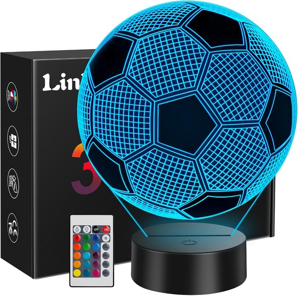 Regalo de Futbol para Niños 8 10 Años, 3D Lámpara Luz Nocturna Infantil con Co