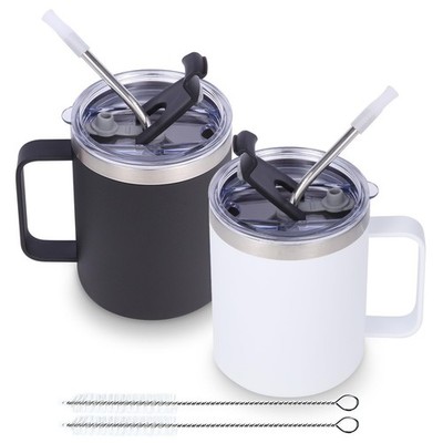 2er Set wasserdichte und wasserdichte Isolierkaffeetassen mit Strohdeckel...