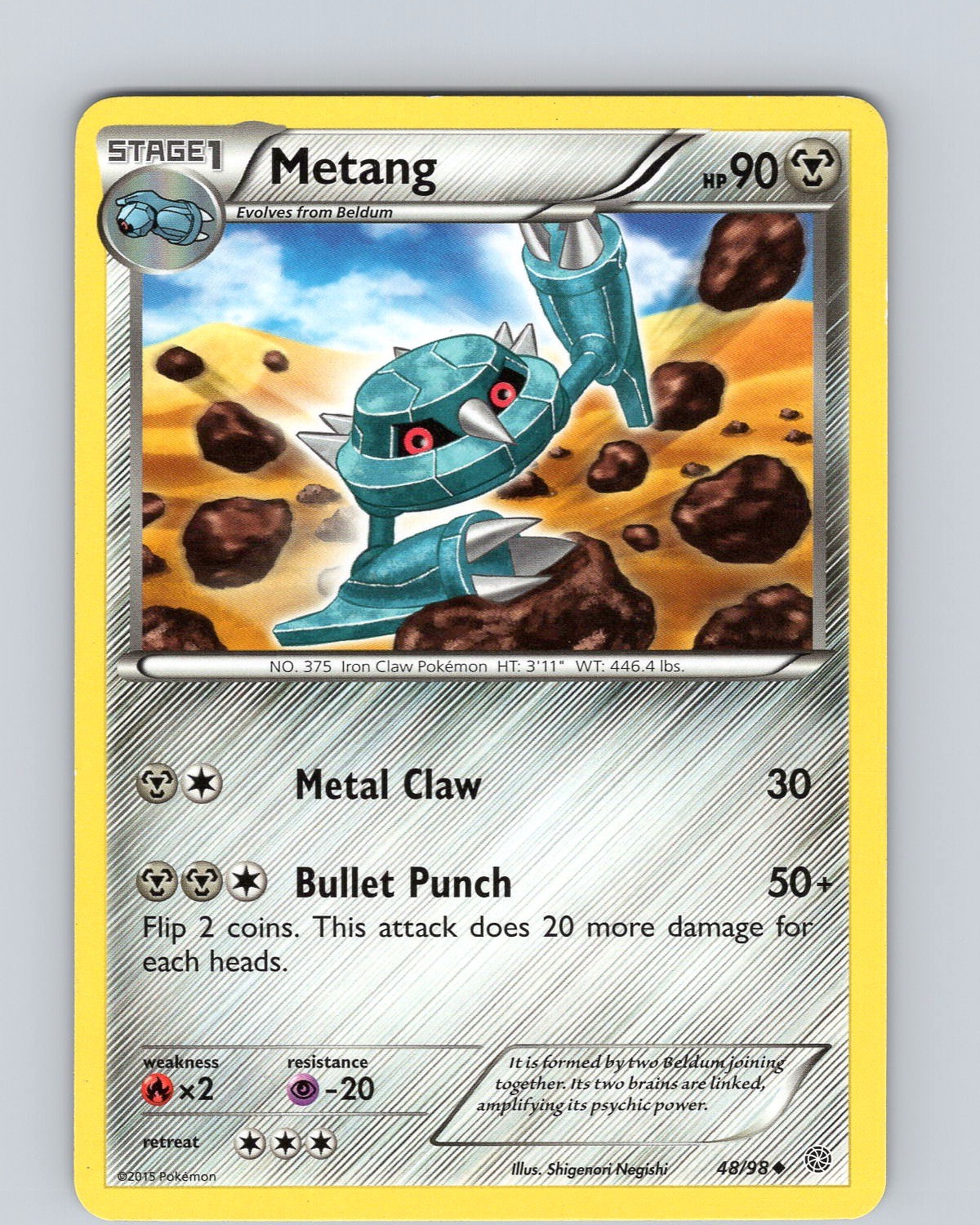 Pokemon TCG Metang XY Ancient Origins 48/98 Regular Uncommon Card LP-NM