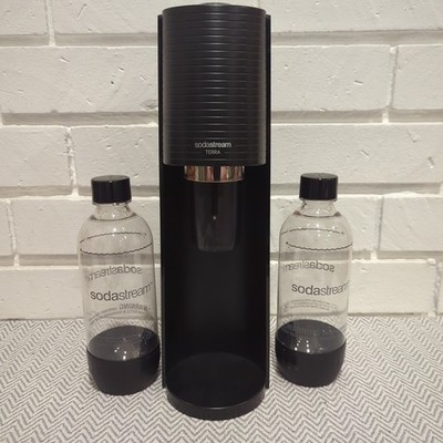Soda Stream Black Machine TERRA Ter-001 w/ 2 Bottles - Uses Pink CO2 