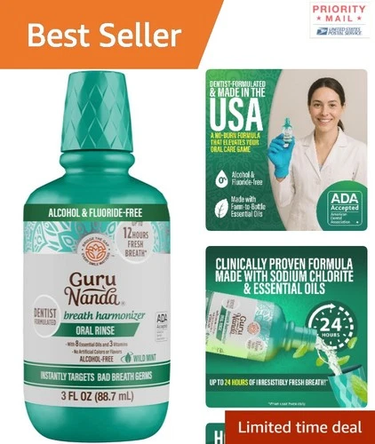 Essential Oil Mouthwash for Refreshing Breath | Alcohol & Fluoride-Free 3 Fl Oz