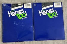 Vintage Hanes Too Pantyhose Barely Black 117 Size AB Non-Control Top Sheer X2