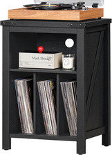 Record Player Stand with Vinyl Record Storage,Black Record Player Table Holds up