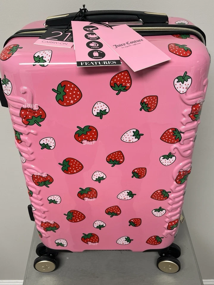 JUICY COUTURE 21” Pink Diamond Strawberry Carry-on Luggage Spinner & Handle NTW - Image 2 of 4
