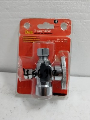 Do It Best DIB2902PC 3-Way Valve Quarter Turn Shut-Off 1/2'' x 3/8'' x 1/4'' OD
