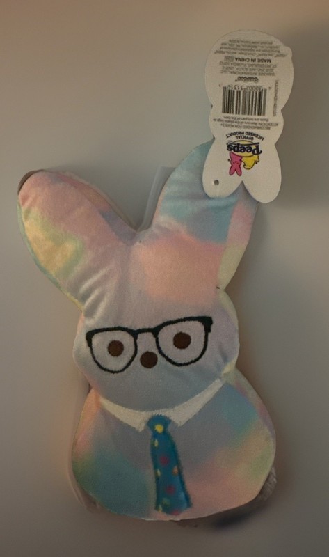 Peeps 6" Plush Bunny Tie Dye Glasses & Tie Rainbow Pastel Easter NEW NWT