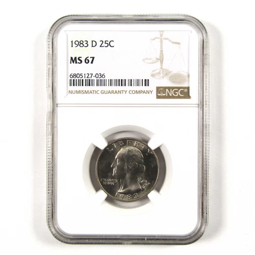 1983 D Washington Quarter MS 67 NGC Clad 25c Uncirculated SKU:I9565