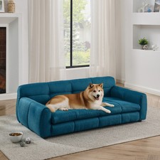 Elevated Dog Bed Sofa for Large  Oversized Dogs, Linen Fabric, Dark Blue