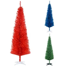 HOMCOM 6' Artificial Pencil Christmas Tree, Slim Xmas Tree with 390 Branch
