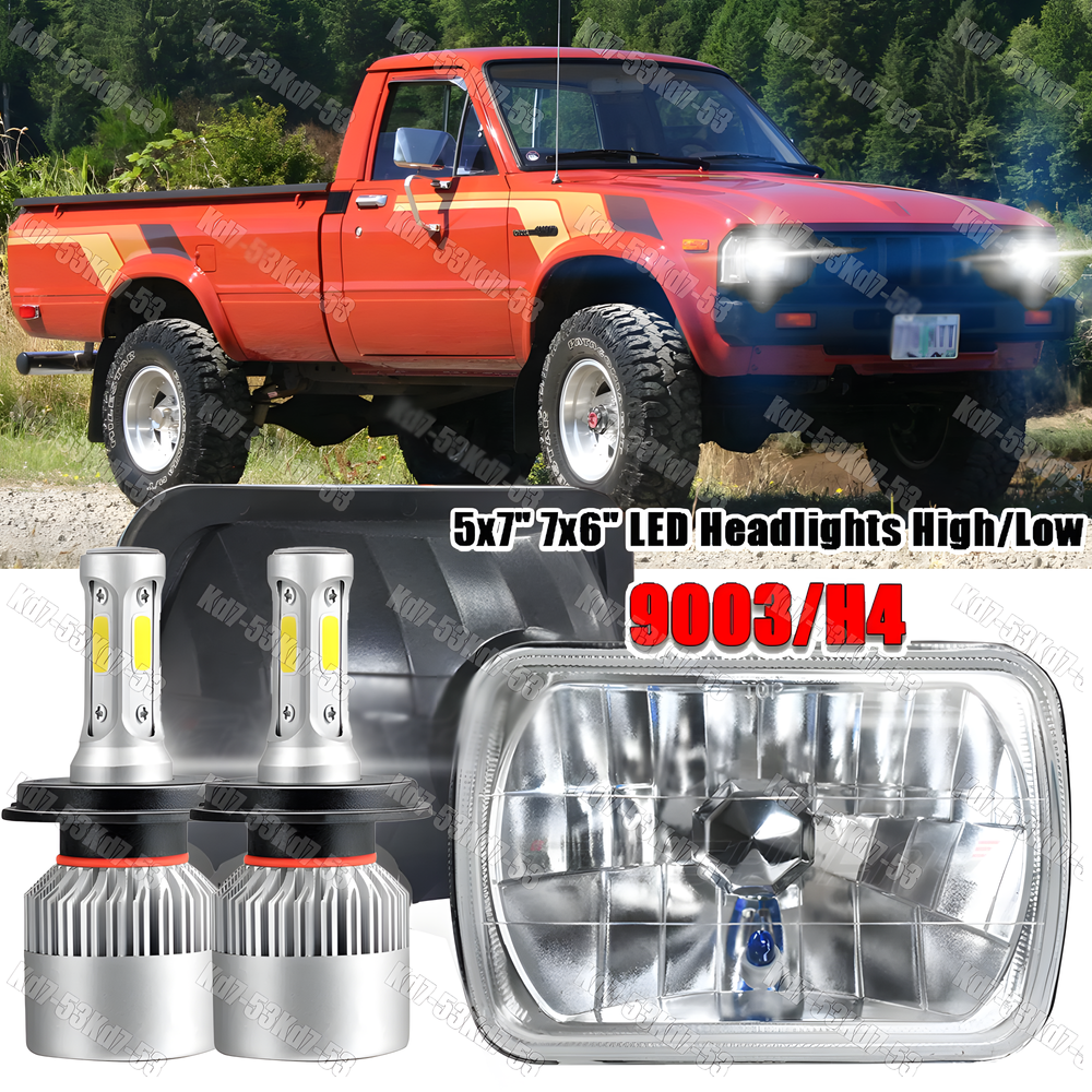5X7 7x6 Inch Rectangle LED Hi-Lo Headlights with DRL for Toyota Pickup