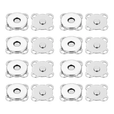 12 Sets 10mm Magnetic Plum Snaps Button for Purse Handbag Wallet, Silver
