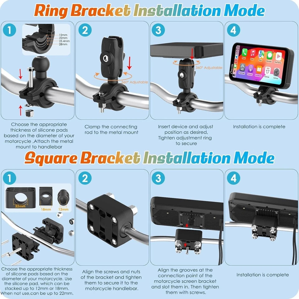 W603 Motorcycle Carplay Screen, Wireless CarPlay & Android Auto for Moto, Remot - Image 3 of 4