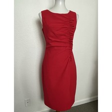 Calvin Klein Dress Women Sz S Sheath Ruched Knee Length Office Corpcore Red