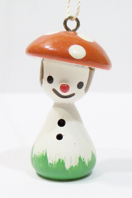 Erzgebirge Germany Anthropomorphic Mushroom Wooden Wood Vntg Ulbricht Ornament