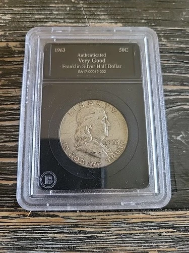 1963 Franklin Silver Half Dollar 50C Coin Authenticated Very Good