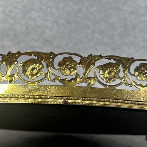 Vintage Brass Cherub Footed Vanity Mirror Plateau Tray Floral Filigree 15" Oval - Picture 8 of 14