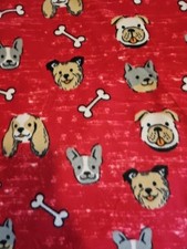 NEW 9 YARDS 21" DOG PUPPY BONE ALL OVER PRINT FLEECE FABRIC RED BROWN BLACK GREY