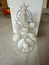 White Crackled Glass LS Arts 6” X 3” Tree & Ornaments